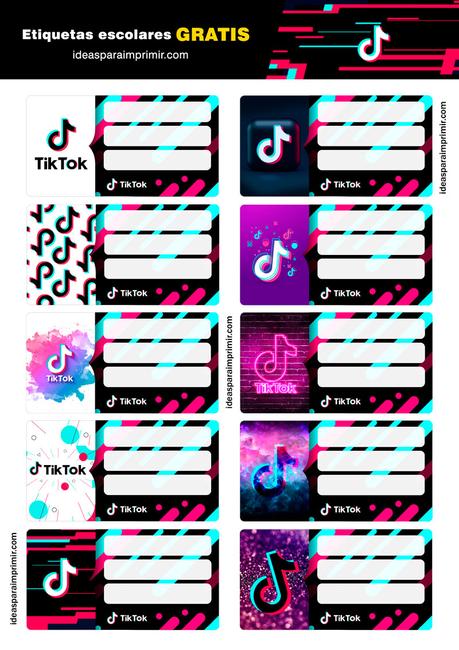 [+10] Etiquetas escolares de TIK TOK (GRATIS) para editar e imprimir!