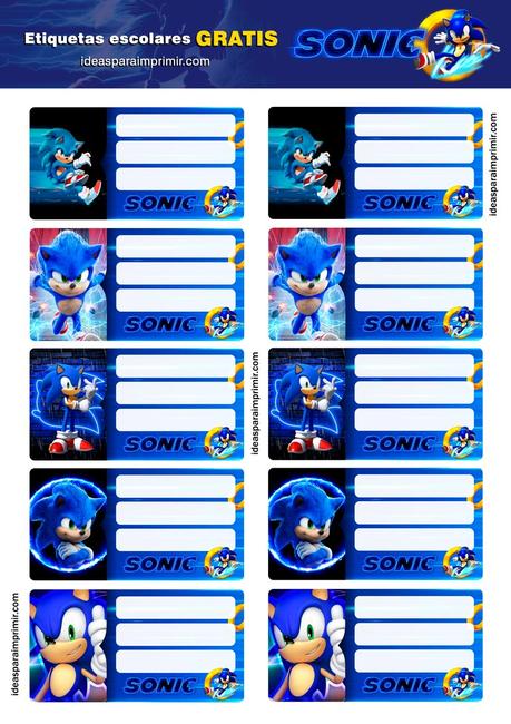 [+10] Etiquetas escolares de SONIC (GRATIS) para editar e imprimir!