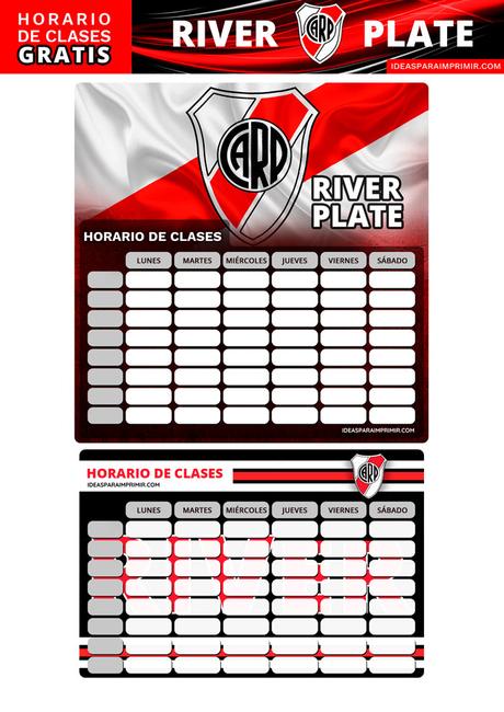 Â¡GRATIS! Horarios de Clases de RIVER PLATE para imprimir