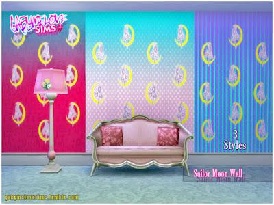 Sims 4 CC | Walls: Sailor Moon Wall | old Sims 4 CC | Walls: Sailor Moon Wall | Updated 2024 | Gabymelove Sims | Mod, mods, custom content, contenido personalizado, wall, pared, wallpaper, paper, papel tapiz, Pretty Guardian, Soldier, Senshi, Marinero, Luna, animé, manga, japan, naoko takeuchi, actualización, update, 2k24, HD, HQ, Half, crescent