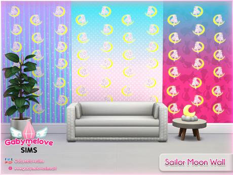 Sims 4 CC | Walls: Sailor Moon Wall | Updated 2024 Sims 4 CC | Walls: Sailor Moon Wall | Updated 2024 | Gabymelove Sims | Mod, mods, custom content, contenido personalizado, wall, pared, wallpaper, paper, papel tapiz, Pretty Guardian, Soldier, Senshi, Marinero, Luna, animé, manga, japan, naoko takeuchi, actualización, update, 2k24, HD, HQ, Half, crescent