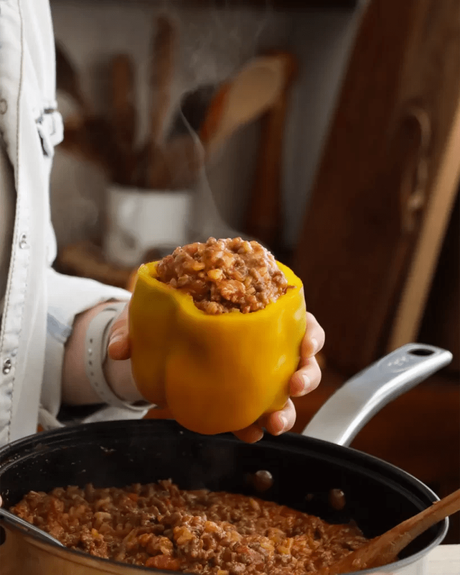 morron relleno con carne