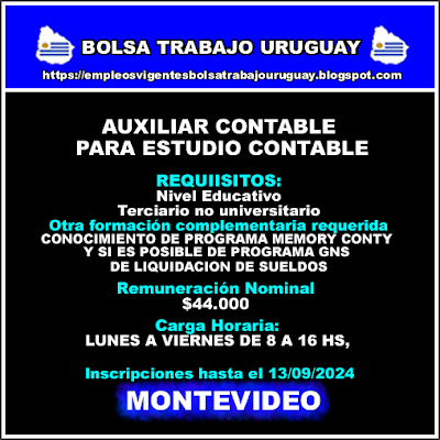 AUXILIAR CONTABLE PARA ESTUDIO CONTABLE