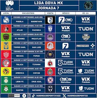 Programación jornada 7 del apertura 2024