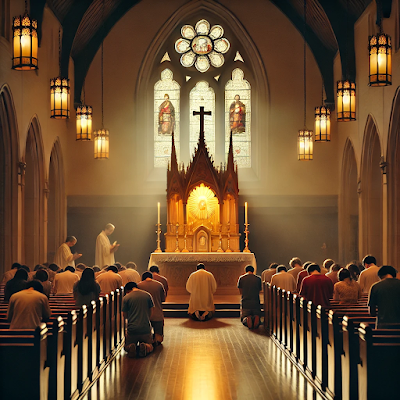 Arrodillados ante el sagrario