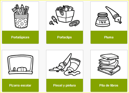 Buscar objetos del colegio. Imprimibles