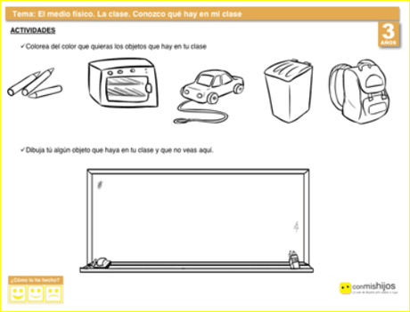 Buscar objetos del colegio. Imprimibles