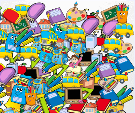 Buscar objetos del colegio. Imprimibles