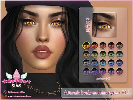 Sims 4 CC | Eye colors: Ariana's lively autumn eyes • E12, contact lenses | Gabymelove Sims | Mod, mods, CC, custom content, contenido personalizado, eyes, ojos, ojo, color, lentillas, lentes de contacto, vívidos, fall, otoño, makeup, make-up, make up, maquillaje