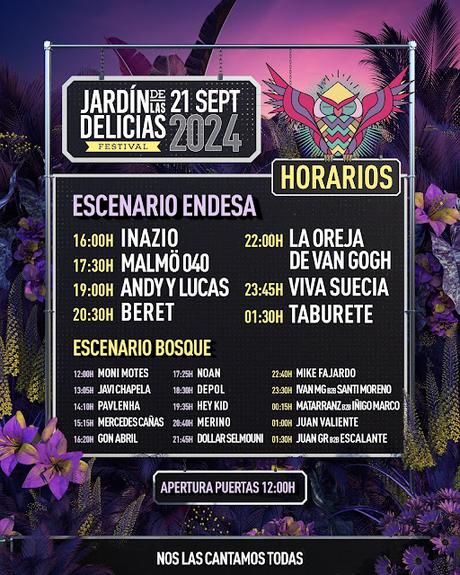 Horarios del Jardín de las Delicias 2024