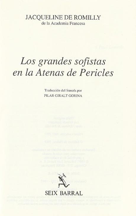 LOS SOFISTAS, SEGÚN JACQUELINE DE ROMILLY (un prefacio)
