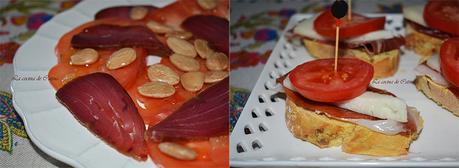 Entrante de mojama y pinchos de jamón Entrante de mojama y pinchos de jamón