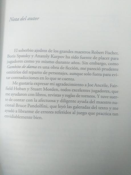 Gambito de dama, de Walter Tevis Gambito de dama, de Walter Tevis