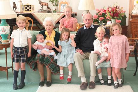 Queen Elizabeth II And Prince Philip, Duke of Edinburgh With Their Great Grandchildren