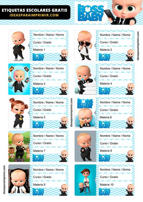 [+10] Etiquetas escolares de JEFE EN PAÃALES GRATIS para editar e imprimir!