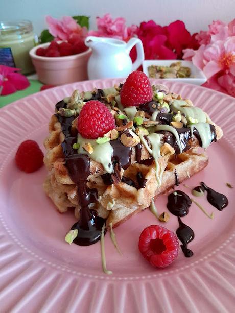 Gofres de Lieja al pistacho