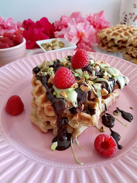 Gofres de Lieja al pistacho