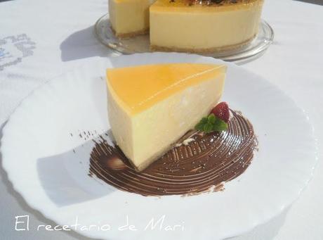 TARTA DE MOUSSE DE QUESO Y MELOCOTON