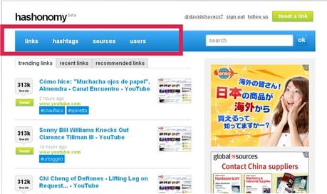 Descubre enlaces interesantes con hashonomy un marcador social a través de Twitter.