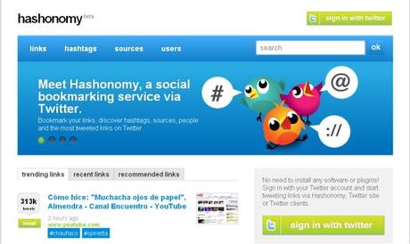 Descubre enlaces interesantes con hashonomy un marcador social a través de Twitter.