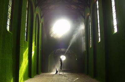 Hierba sobre la piel de la arquitectura