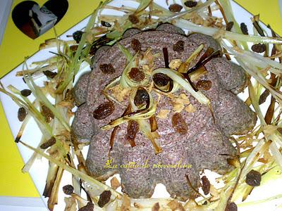 Flan de morcilla de puerro