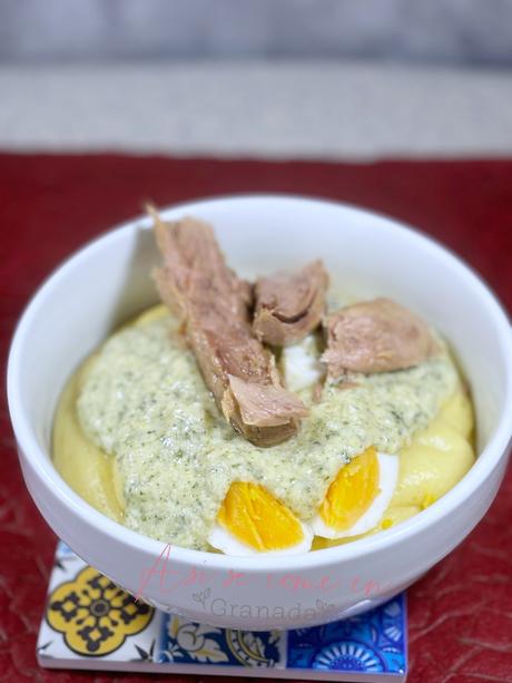 Emulsión de papas aliñadas con melva