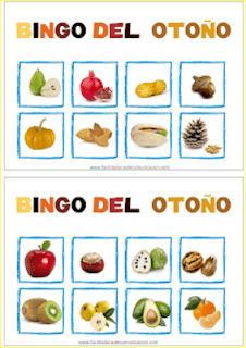 Juego frutos del otoño y bingo del otoño imprimible