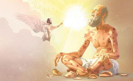 Job azotado por Jehová y Satanás