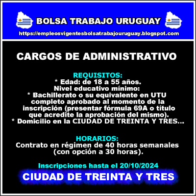 CARGOS DE ADMINISTRATIVO V CIUDAD DE TREINTA Y TRES