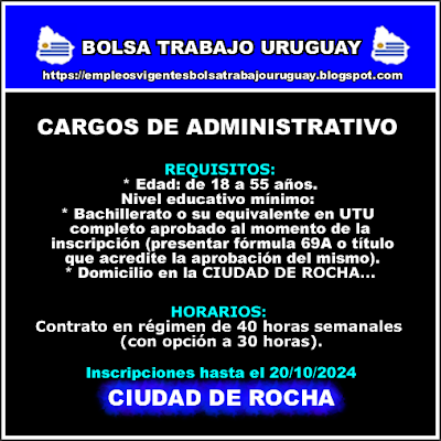 CARGOS DE ADMINISTRATIVO V CIUDAD DE ROCHA