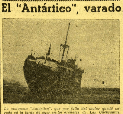 Octubre de 1959: el buque “Antártico” embarranca el Las Quebrantas con cinco mil toneladas de manganeso