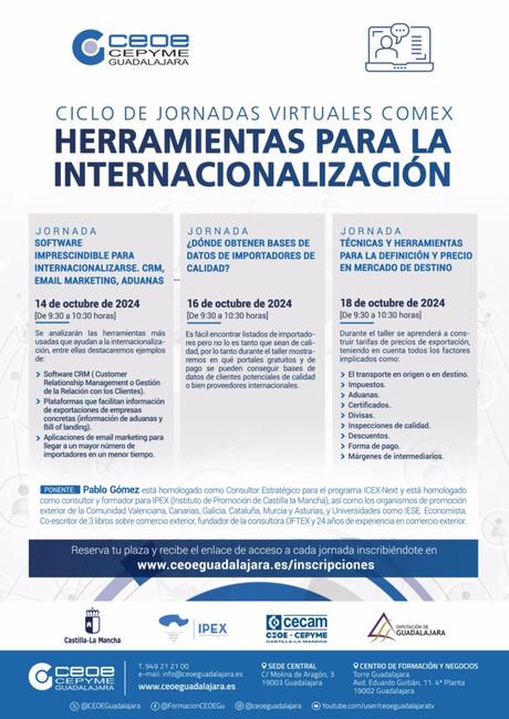 CEOE-Cepyme Guadalajara organiza tres jornadas sobre comercio exterior el 14, 16 y 18 de octubre