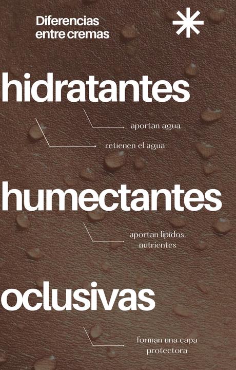 Diferencia entre hidratante humectante oclusivo piel facial ingredientes cuidado de la piel