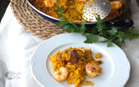 Arroz con calamares y gambas