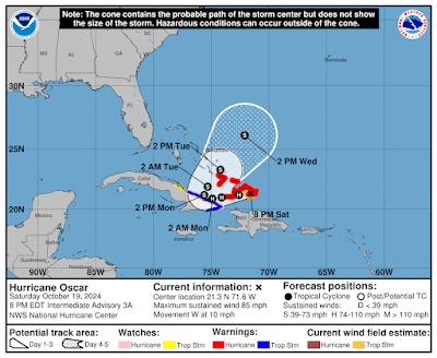 Se fortalece huracán Oscar; dejará lluvias en parte de RD.