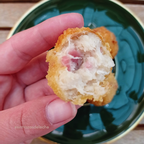 Croquetas de pollo y jamón- Sin leche, huevo, gluten ni frutos secos.