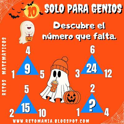 SOLO PARA GENIOS Desafíos matemáticos, Retos matemáticos, Retos mentales, Retos virales, Retos visuales, Problemas matemáticos, Problemas de Ingenio, Acertijos, Acertijos visuales, Descubre el número, Halloween, Retos Halloween, Solo para Genios, Retos Solo para Genios, Gimnasia Cerebral, Gimnasia matemática