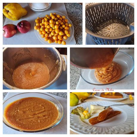 Membrillo con manzanas y physalis