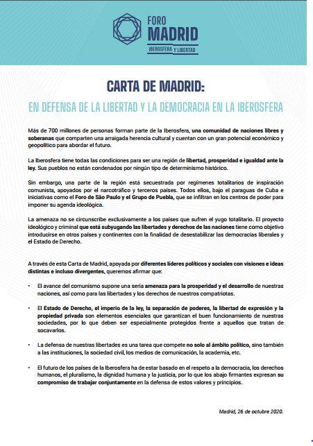 El fascismo recorre Latinoamérica, ahora con la Carta de Madrid
