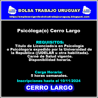 Psicóloga(o) Cerro Largo