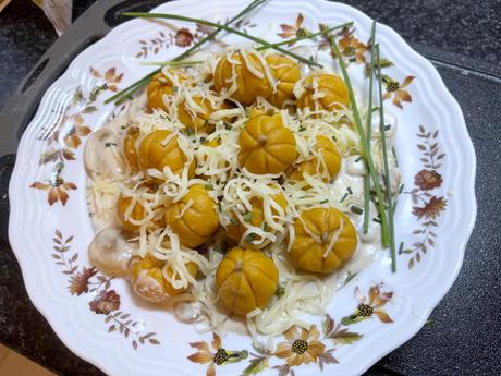 Ñoquis de boniato para halloween