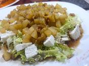 Escarola caramelo peras queso cabra