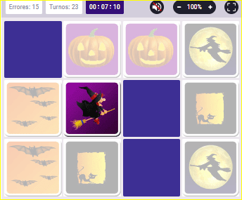 Juego de memoria de Halloween. Fichas imprimibles