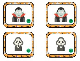 Juego de memoria de Halloween. Fichas imprimibles