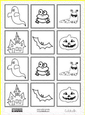 Juego de memoria de Halloween. Fichas imprimibles