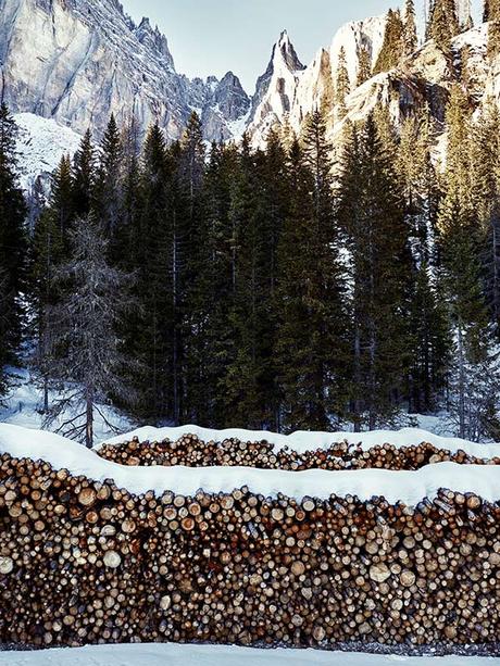 Montón de madera en los Dolomitas