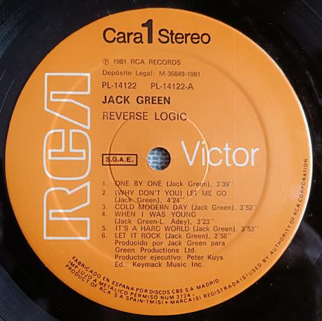 Jack Green - Reverse logic Lp 1981