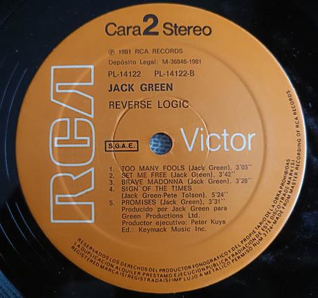 Jack Green - Reverse logic Lp 1981