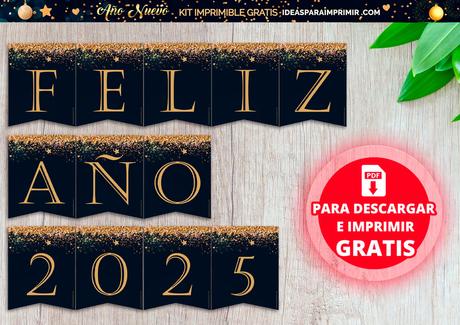 Banderines FELIZ AÃO NUEVO 2025 para imprimir gratis